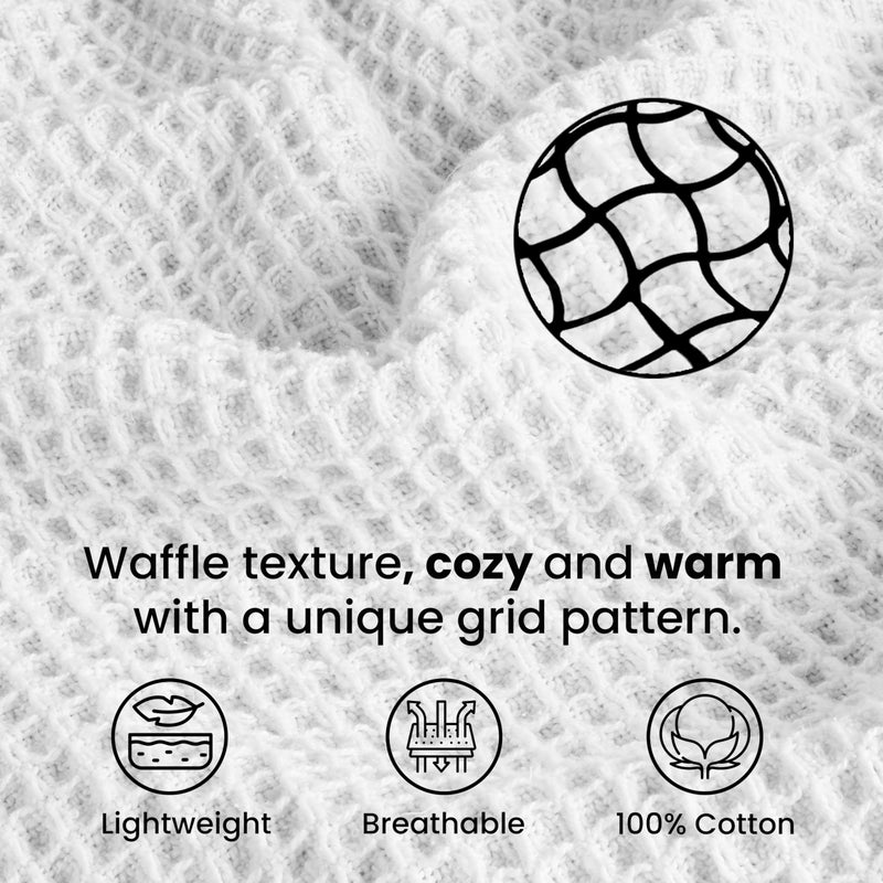 Tex Trend White Waffle Blankets â€“ 100% Cotton Blankets Queen Size â€“ Breathable and Soft for Christmas â€“ Suitable for Bed Layering, Sofa and Couch (90â€x90â€) - Image 4